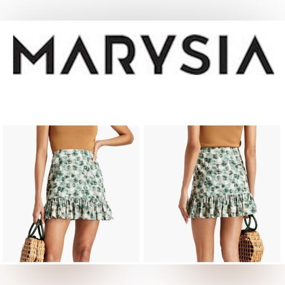 Marysia NWT Imperialis Gathered Floral Print Cotton Mini Skirt Sz M - Picture 2 of 4